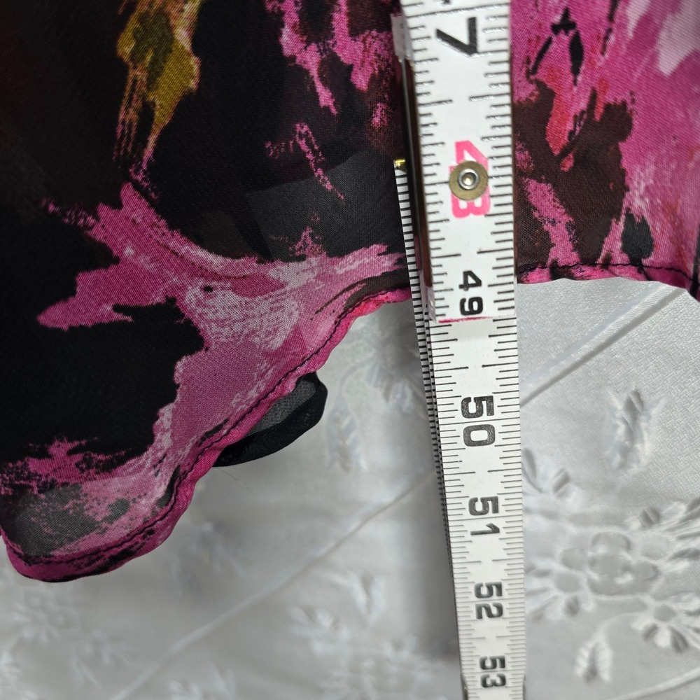 Signature by Robbie Bee Midi Dress Woman Size 14 Black Floral Print V Neck Lined - Picture 7 of 13